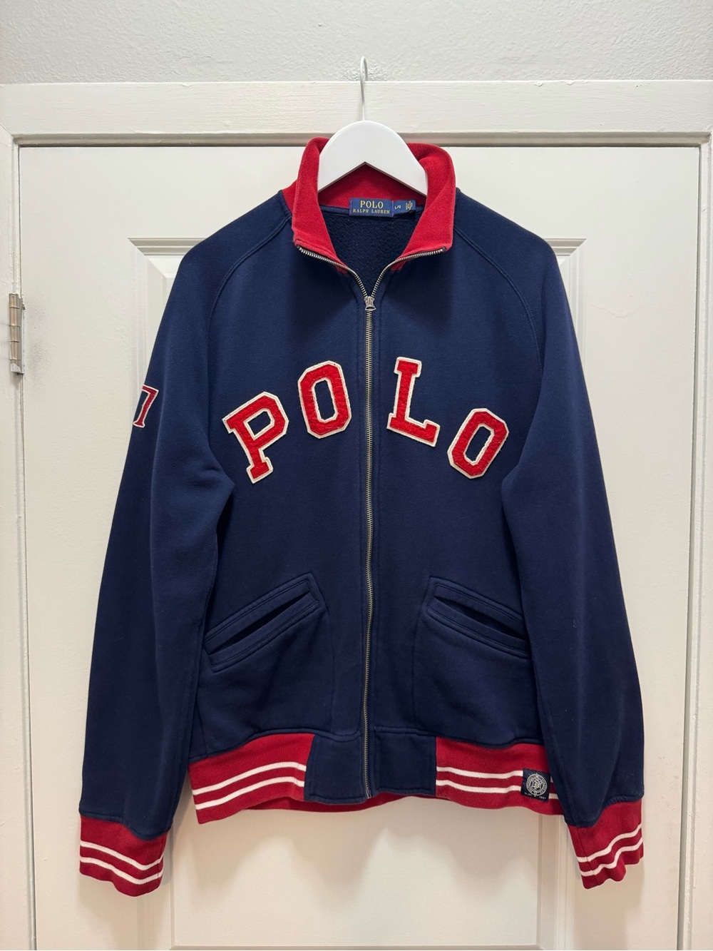 Polo Ralph Lauren 67 Varsity Track Full Zip Jacket Navy Red Athletic.